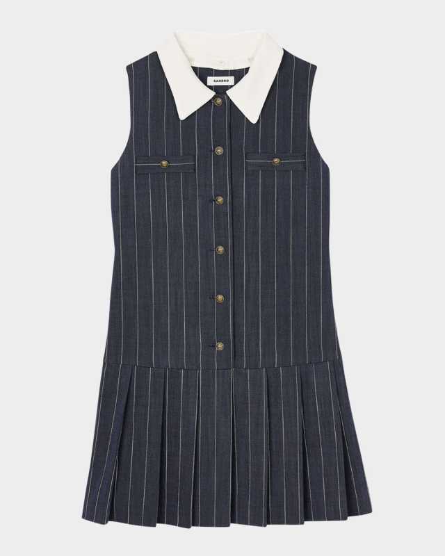 Dolla Pinstriped Drop-Waist Mini Dress